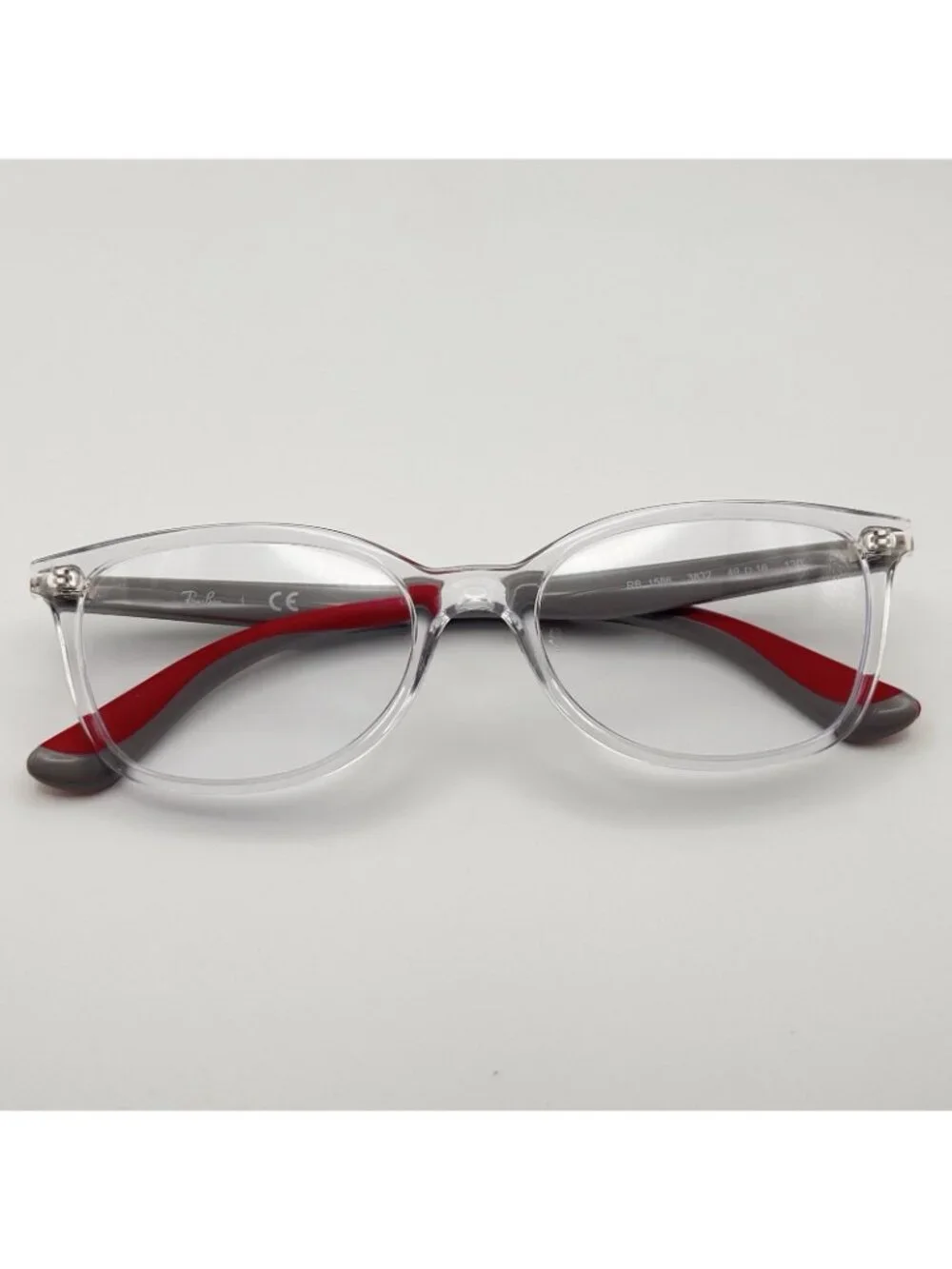 Ray Ban RB 1586 3832 Junior Youth Eyeglass Frames Clear Red Gray 49-16-130 Case